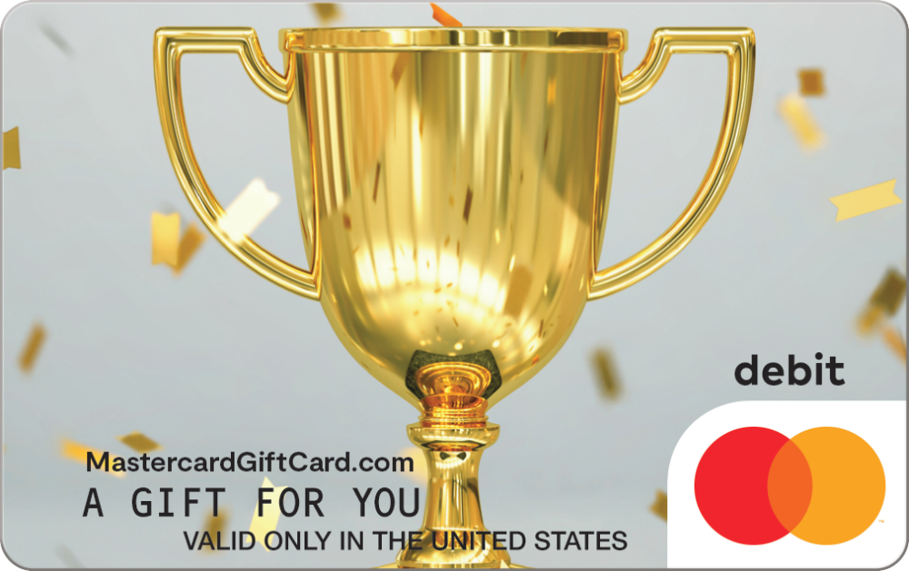 Featured Card 3 - Gold Confetti Trophy Mastercard Gift Card
